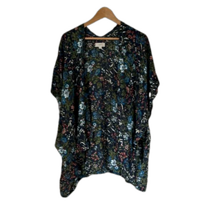 Loft Blue & Green Floral Duster/Kimono Cover up/Light Cardigan. Size XS/S